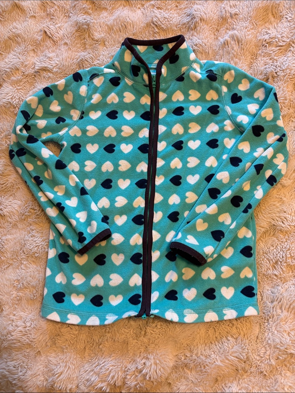 OshKosh B'gosh Teal Heart Zip-Up Rashguard with Navy Trim